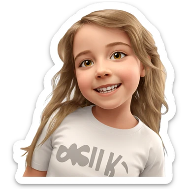 smiling girl in white shirt sticker