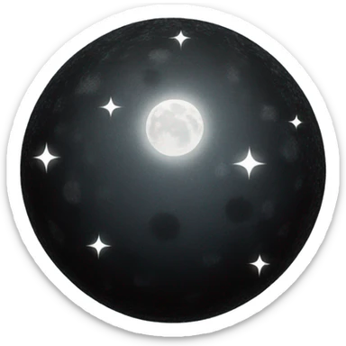Black full moon with sparkles sticker
