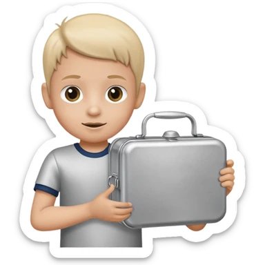 child with lunchbox sticker