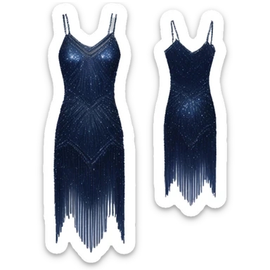 Navy blue sparkly flapper style dress with thin straps sticker