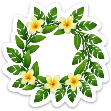 hawaiian haku lei (green leaf flower crown) sticker