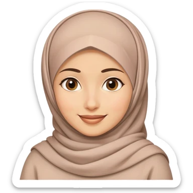 Caring mother wearing a hijab with a warm smile sticker