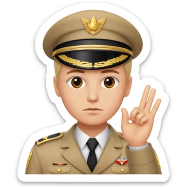 A serious face with a hand salute  sticker