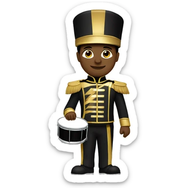 A marching band drummer in a black and gold uniform  sticker