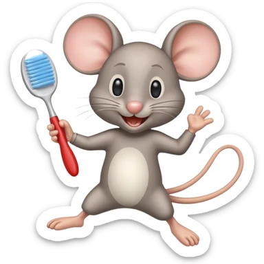 Creat an emoji for jerry jumping and holding toothbrush sticker