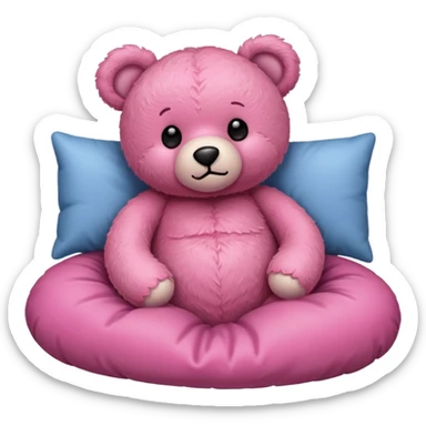 Fuzzy Pink teddy bear in bed  sticker