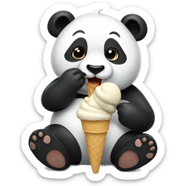 Panda eating ice cream sticker