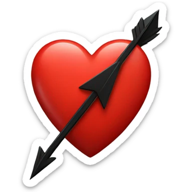 Red heart with black arrow through it sticker