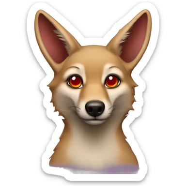 jackal with hearts instead of eyes sticker