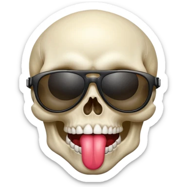 Skull wearing sunglasses and tongue sticking out sticker