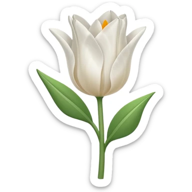 Minimalistic flat vector icon, iOS style, thin black contour on white background. Single flower with leaves, symbolizing floristry. Clean, elegant, no text, no shadows.
 sticker