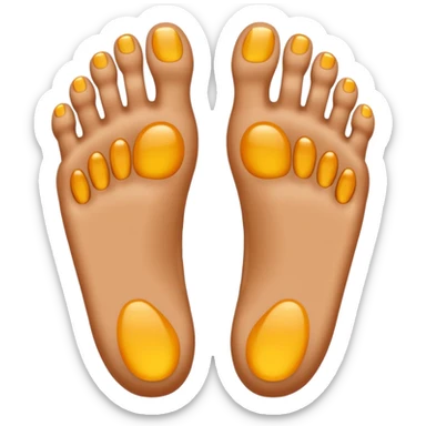 two feet side by side, toes visible, five toes each, shiny, perfectly orthopedic shape, emoji style, natural skin color, no yellow gel sticker