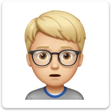 school student boy with light hair, showing signs of irritation and dislike, speaking, expressive face sticker