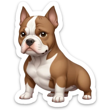 White and dark brown american pocket bully sticker