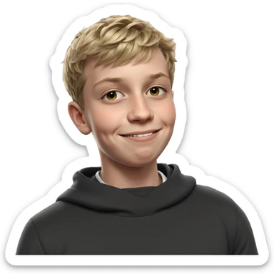 smiling boy with short blonde hair sticker