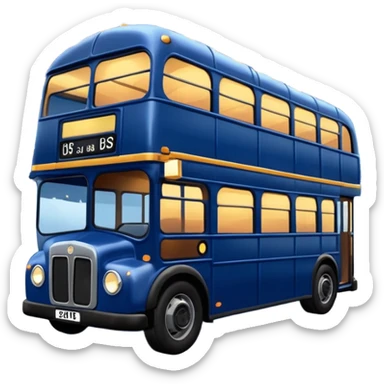 A dark blue double decker bus with cute cosy string twinkle lights draped along the outside of the bus sticker