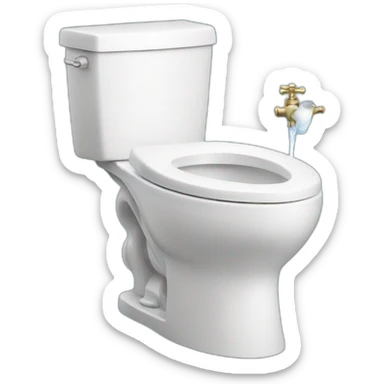 toilet with a bidet spraying water sticker