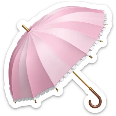 A beautiful pretty cute pastel pink and white umbrella-parasol with sakura patterns and white frills sticker