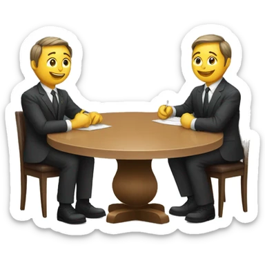2 people in a suit sitting around a round table sticker