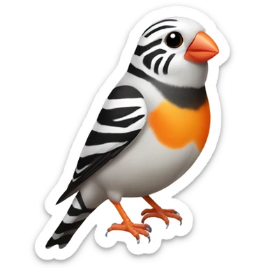 Zebra Finch bird with orange beak  sticker