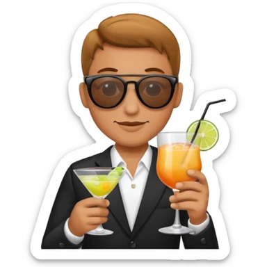 Chat avec un coctail sticker