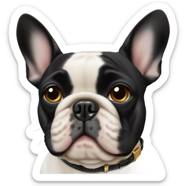 Black and gold French bulldog with a work name tag thh says hello my name is bourbon sticker