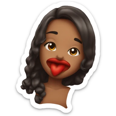 a girl kiss with heart on lips sticker