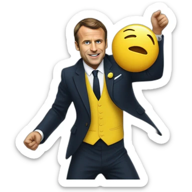Emanuel Macron en gilet jaune qui danse sticker