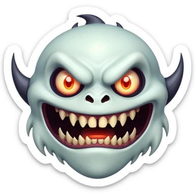 creepy freaky monster face with bizarre features sticker