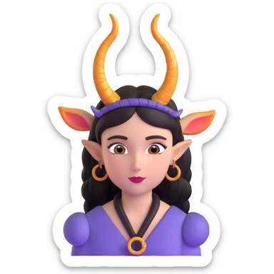 girl with fantasy horns sticker