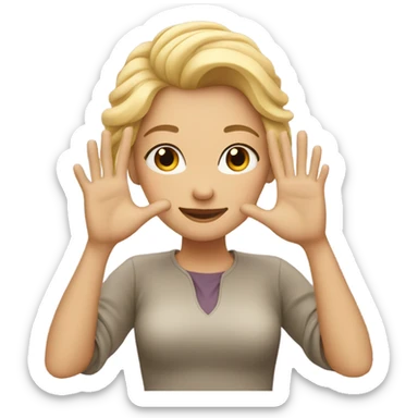 woman with blonde hair making heart with hands sticker