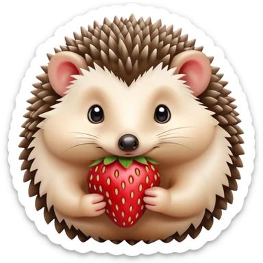 Cute hedgehog with a strawberry sticker