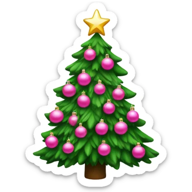 Christmas tree with pink ornaments sticker