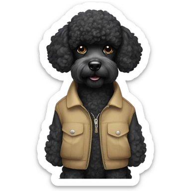Black poodle with jacket  sticker
