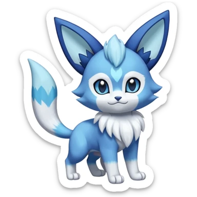 Glaceon-Purrloin-Meowstic-Fakémon-hybrid-creature (full body)  sticker