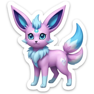 Futuristic Fluffy Celestial Magical Ethereal Glaceon-Espeon-Sylveon-Umbreon-hybrid, full bod sticker
