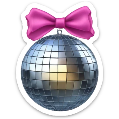 Disco ball with bow on sticker