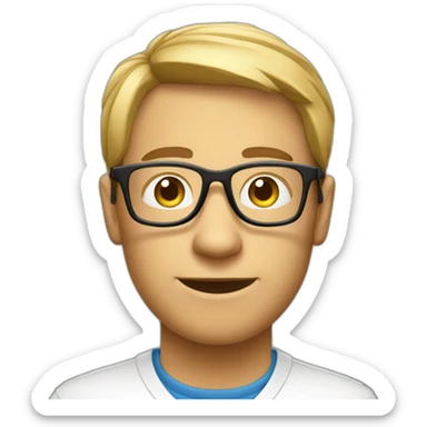 a computer nerd with glasses sticker