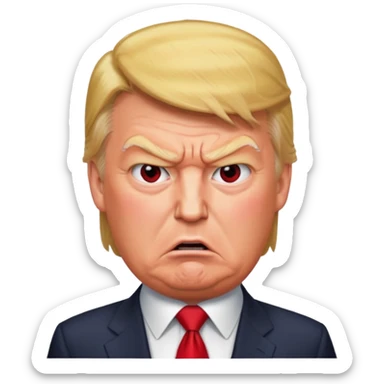 Donald Trump is furious. Red with anger. photorealistic sticker