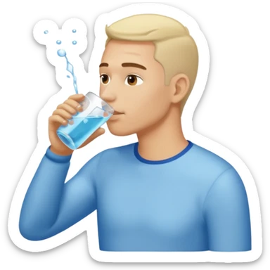 light man in profile drinking water sticker
