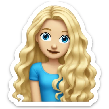 Blonde girl with really long hair with blue eyes on piano sticker