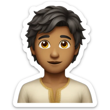 Indian Boy fair face with medium size hairs sticker