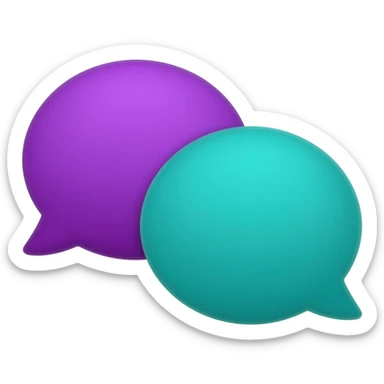 two overlapping purple and teal speech bubbles sticker