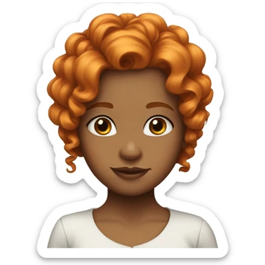 girl with curly orange hair and a bow in her hair sticker