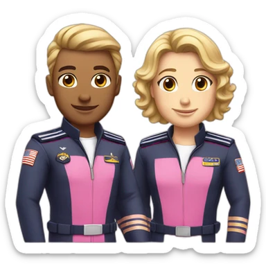 Two white gay pilots in pink uniform sticker