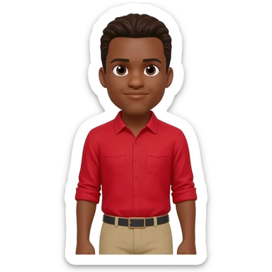 Kevin Miles as Jake from State Farm (African American Actor) with brown eyes, dark brown hair, red shirt, light khaki pants sticker