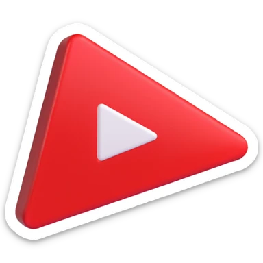 YouTube subscribe button, 3D style, shiny red, white play triangle, embossed 'Subscribe' text sticker