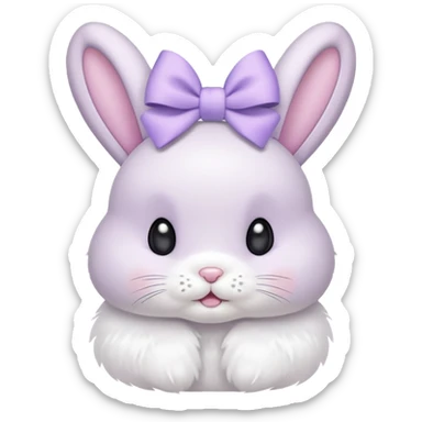 Coquette bunny with light purple pastel bow sticker