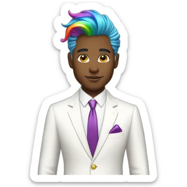 Posh-boy-with-white-suit-and-rainbow-unicorn-hair sticker