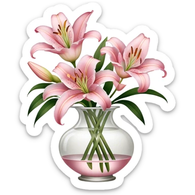 light pink liliums in antique clear vase sticker